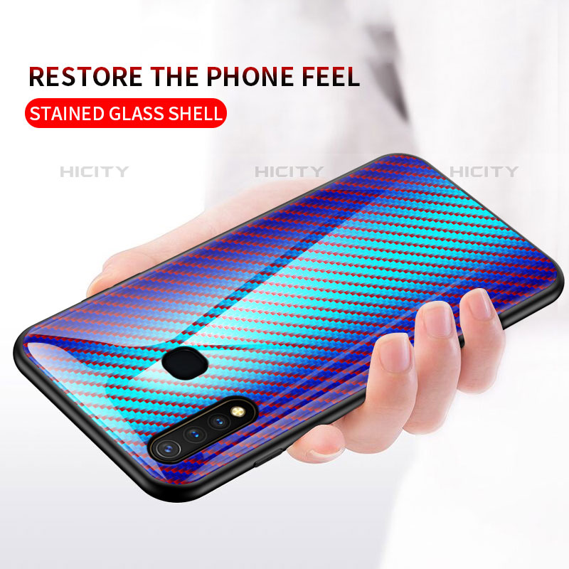 Coque Rebord Contour Silicone et Vitre Miroir Housse Etui Degrade Arc en Ciel LS2 pour Vivo iQOO U3 4G Plus