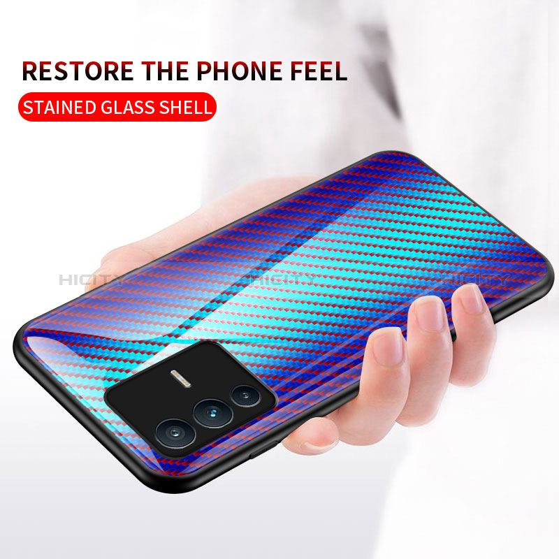 Coque Rebord Contour Silicone et Vitre Miroir Housse Etui Degrade Arc en Ciel LS2 pour Vivo V23 Pro 5G Plus