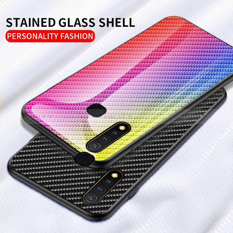 Coque Rebord Contour Silicone et Vitre Miroir Housse Etui Degrade Arc en Ciel LS2 pour Vivo Y19 Plus