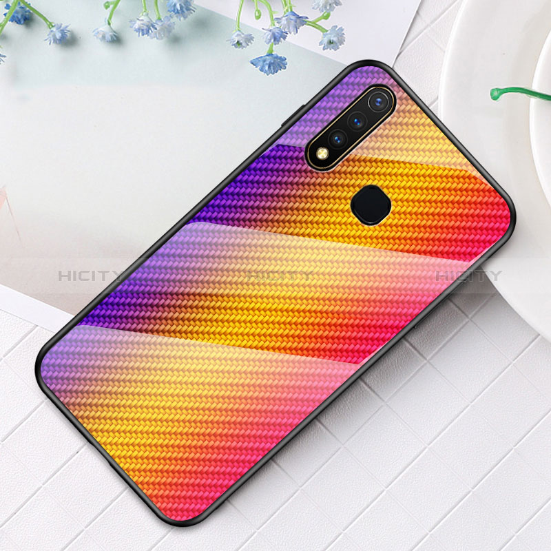 Coque Rebord Contour Silicone et Vitre Miroir Housse Etui Degrade Arc en Ciel LS2 pour Vivo Y5s Plus