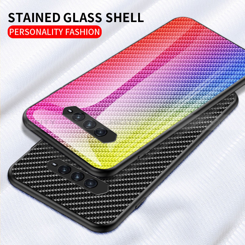 Coque Rebord Contour Silicone et Vitre Miroir Housse Etui Degrade Arc en Ciel LS2 pour Xiaomi Black Shark 4 5G Plus