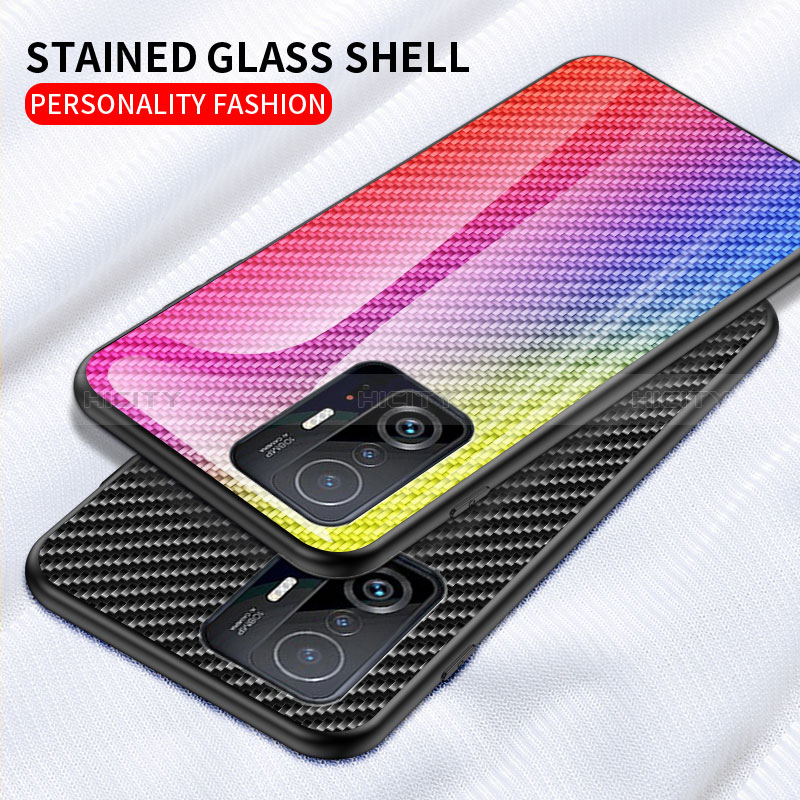 Coque Rebord Contour Silicone et Vitre Miroir Housse Etui Degrade Arc en Ciel LS2 pour Xiaomi Mi 11T Pro 5G Plus