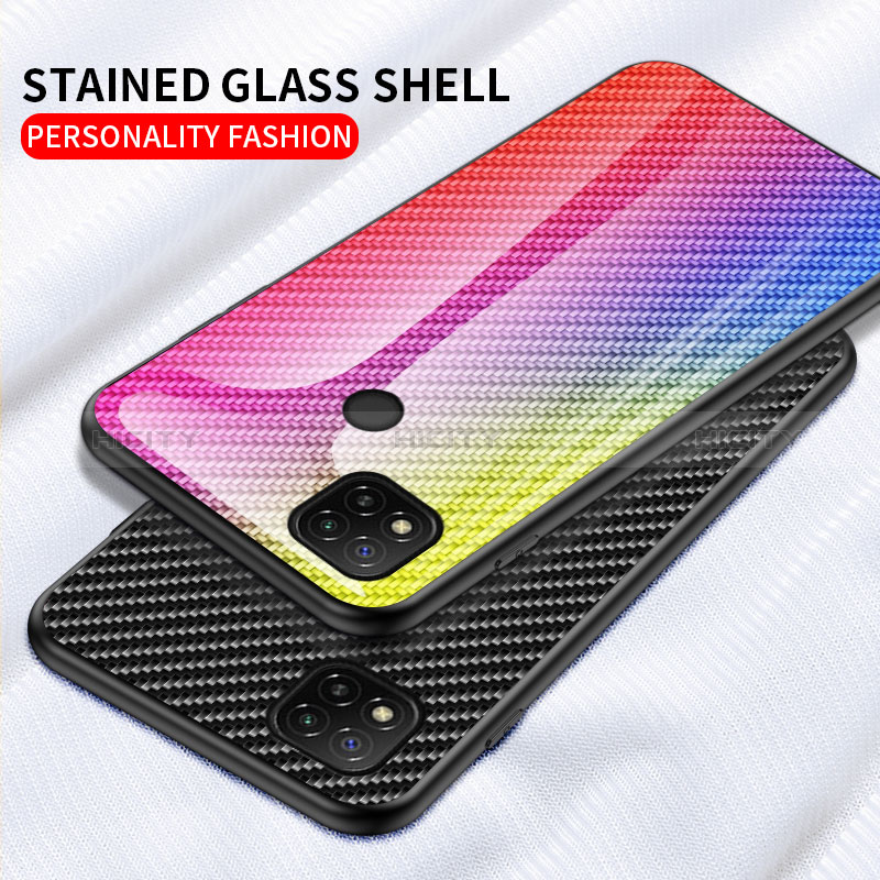 Coque Rebord Contour Silicone et Vitre Miroir Housse Etui Degrade Arc en Ciel LS2 pour Xiaomi POCO C3 Plus