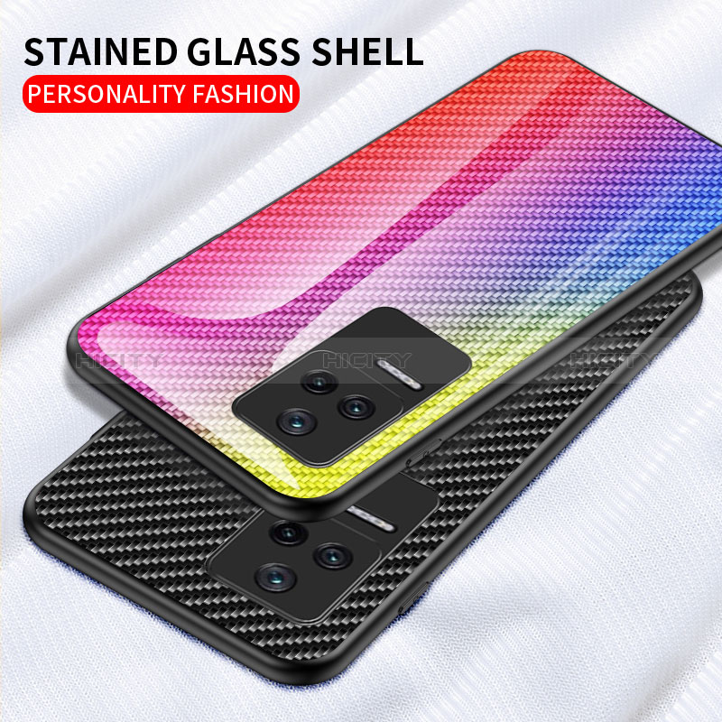 Coque Rebord Contour Silicone et Vitre Miroir Housse Etui Degrade Arc en Ciel LS2 pour Xiaomi Poco F4 5G Plus