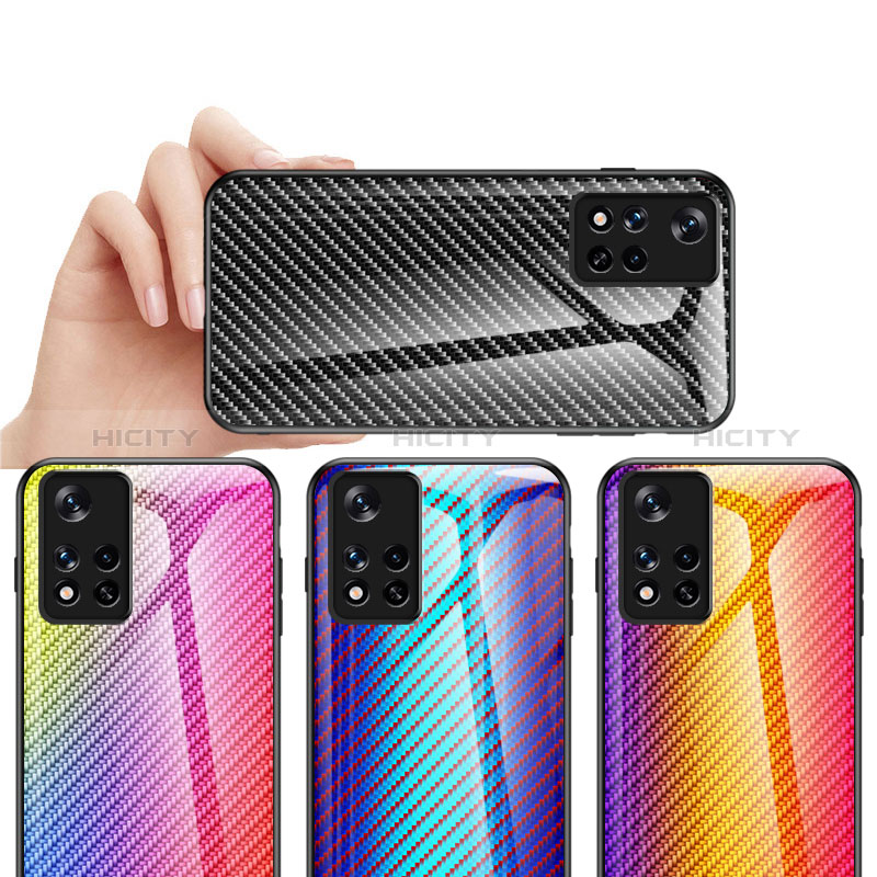 Coque Rebord Contour Silicone et Vitre Miroir Housse Etui Degrade Arc en Ciel LS2 pour Xiaomi Poco M4 Pro 5G Plus