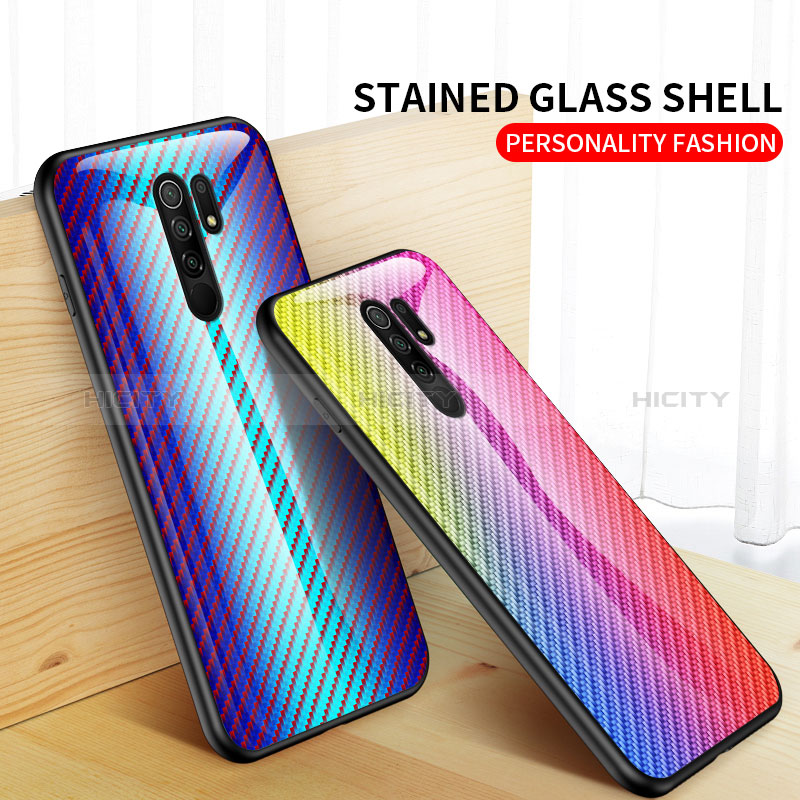 Coque Rebord Contour Silicone et Vitre Miroir Housse Etui Degrade Arc en Ciel LS2 pour Xiaomi Redmi 9 Plus