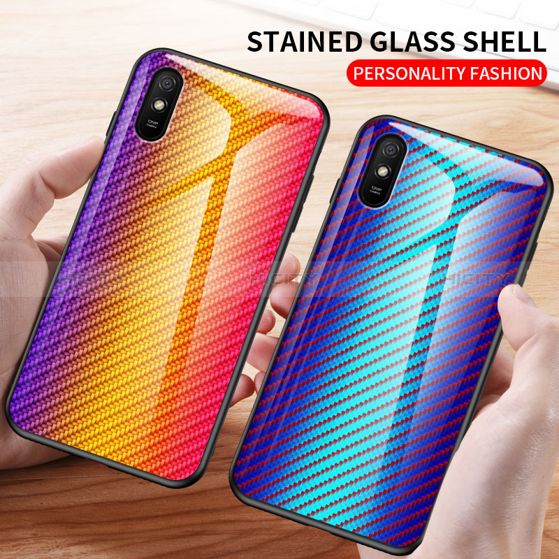 Coque Rebord Contour Silicone et Vitre Miroir Housse Etui Degrade Arc en Ciel LS2 pour Xiaomi Redmi 9A Plus