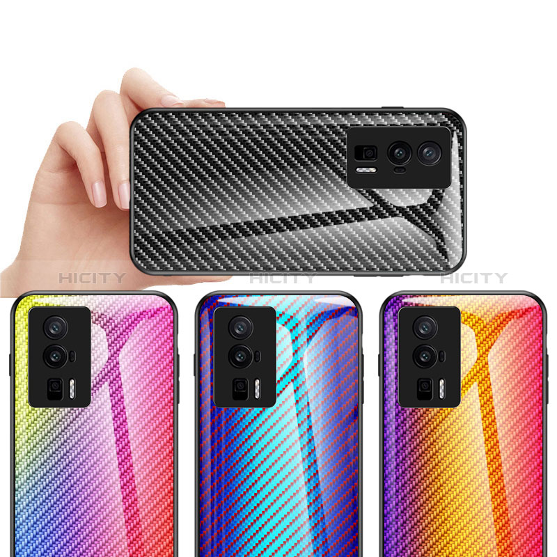 Coque Rebord Contour Silicone et Vitre Miroir Housse Etui Degrade Arc en Ciel LS2 pour Xiaomi Redmi K60 5G Plus