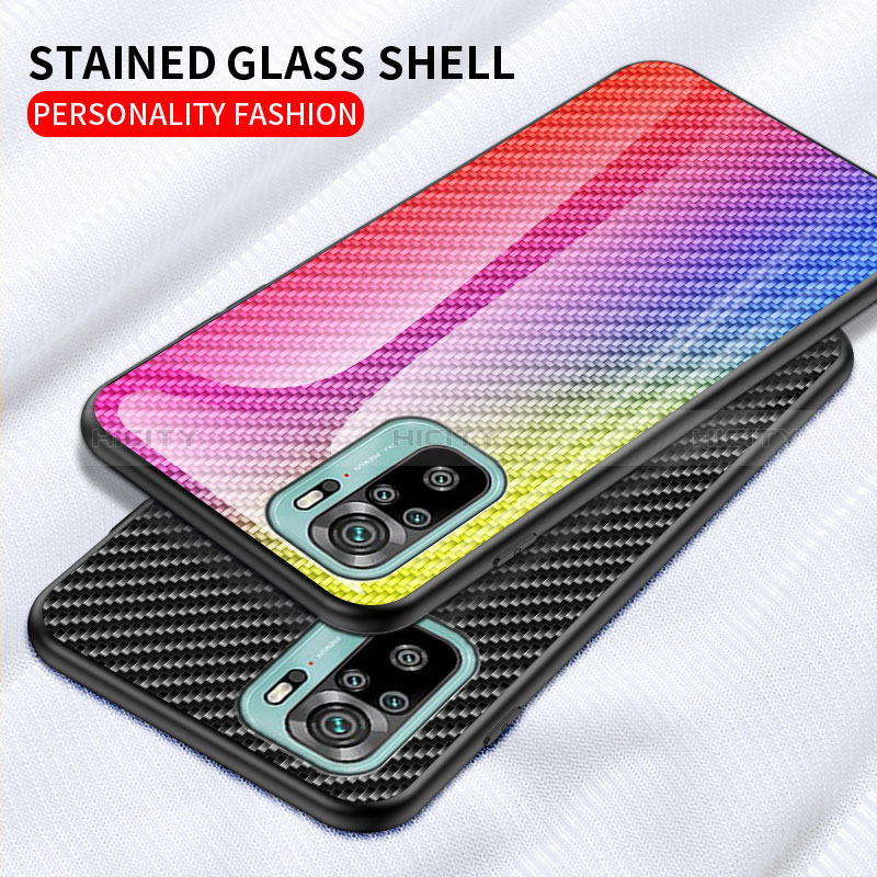 Coque Rebord Contour Silicone et Vitre Miroir Housse Etui Degrade Arc en Ciel LS2 pour Xiaomi Redmi Note 10 4G Plus