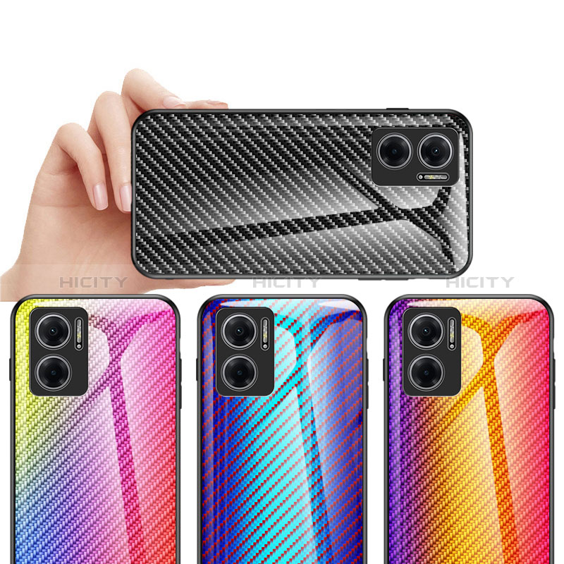 Coque Rebord Contour Silicone et Vitre Miroir Housse Etui Degrade Arc en Ciel LS2 pour Xiaomi Redmi Note 11E 5G Plus