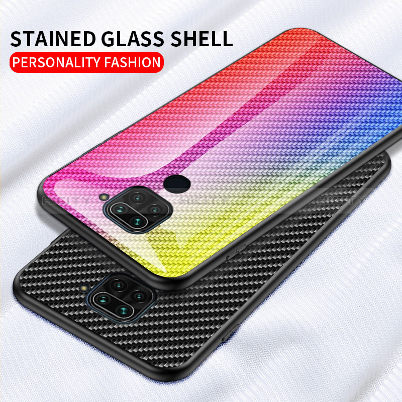 Coque Rebord Contour Silicone et Vitre Miroir Housse Etui Degrade Arc en Ciel LS2 pour Xiaomi Redmi Note 9 Plus