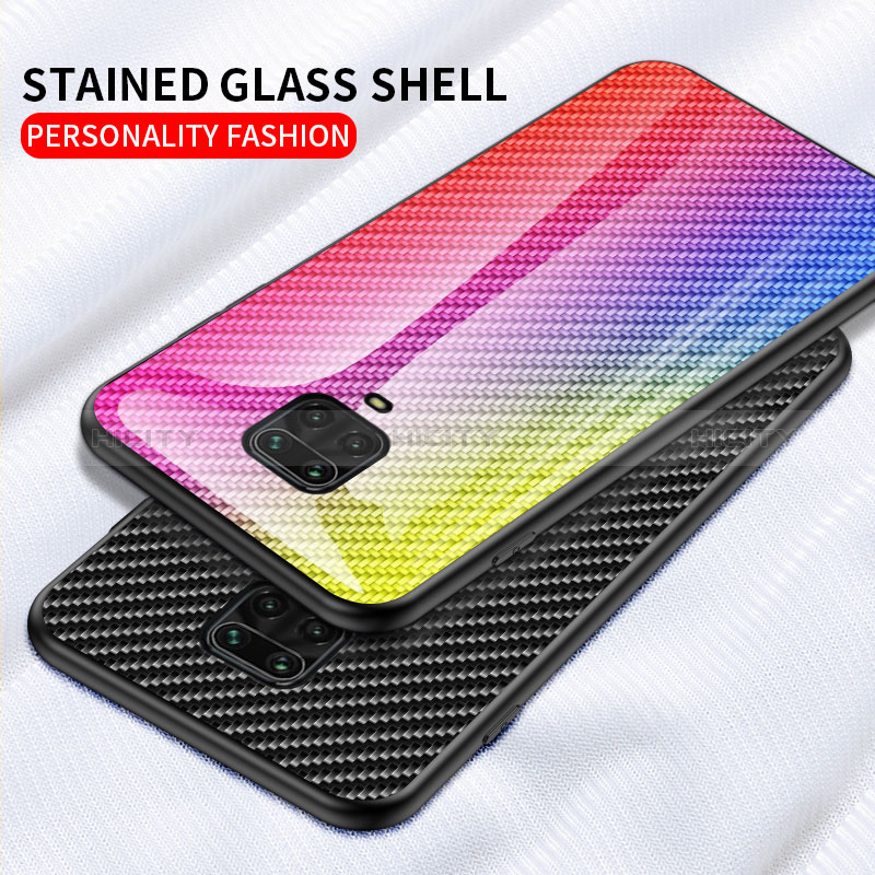 Coque Rebord Contour Silicone et Vitre Miroir Housse Etui Degrade Arc en Ciel LS2 pour Xiaomi Redmi Note 9 Pro Max Plus