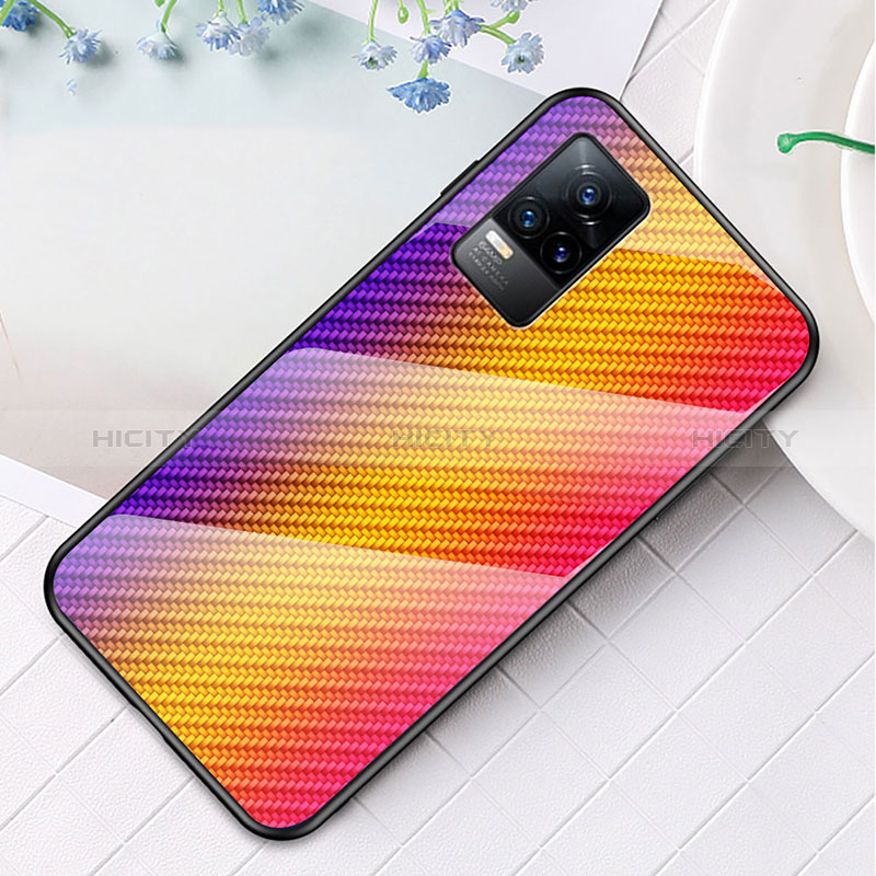 Coque Rebord Contour Silicone et Vitre Miroir Housse Etui Degrade Arc en Ciel LS3 pour Vivo V21e 4G Plus