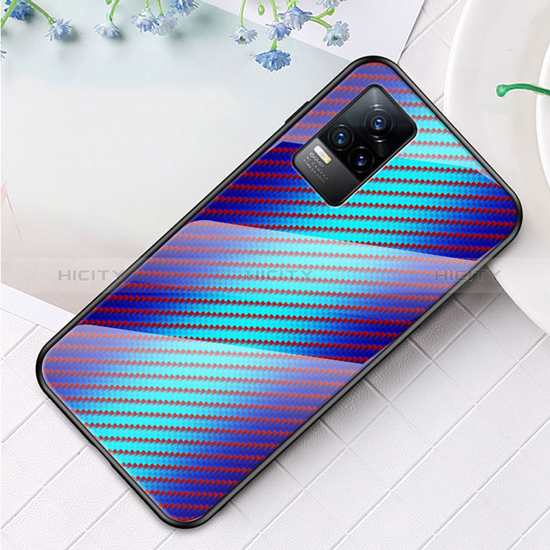 Coque Rebord Contour Silicone et Vitre Miroir Housse Etui Degrade Arc en Ciel LS3 pour Vivo Y73 (2021) Bleu Plus