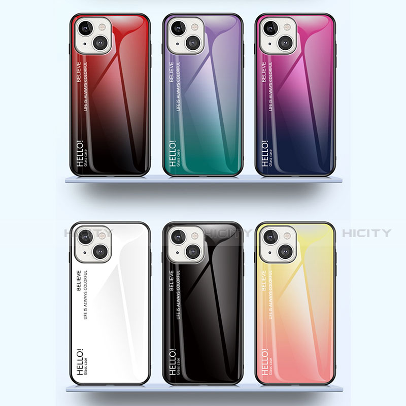 Coque Rebord Contour Silicone et Vitre Miroir Housse Etui Degrade Arc en Ciel M01 pour Apple iPhone 13 Plus