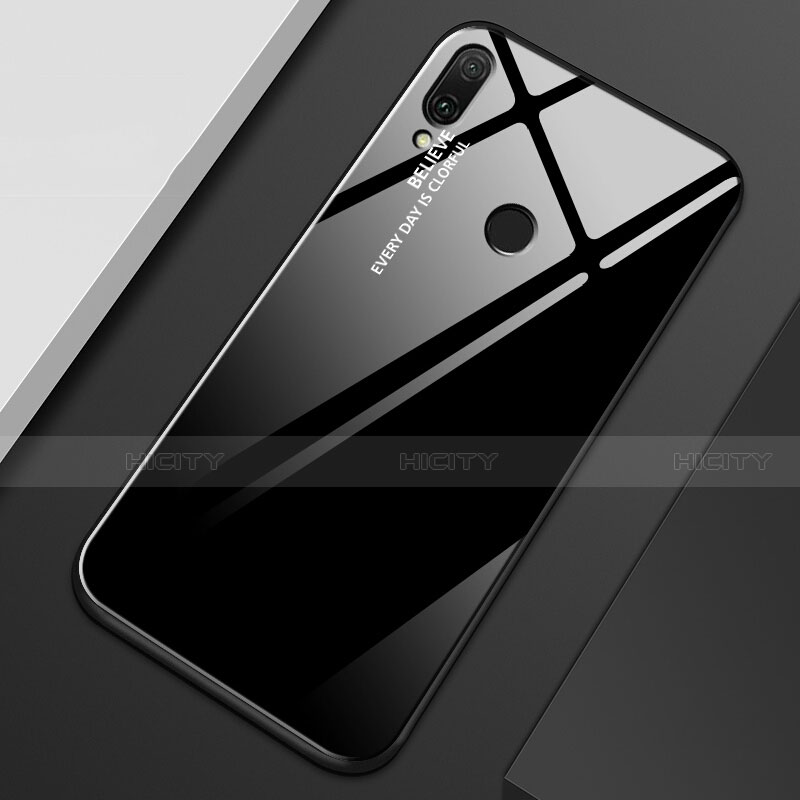 Coque Rebord Contour Silicone et Vitre Miroir Housse Etui Degrade Arc en Ciel M01 pour Huawei Y9 (2019) Noir Plus