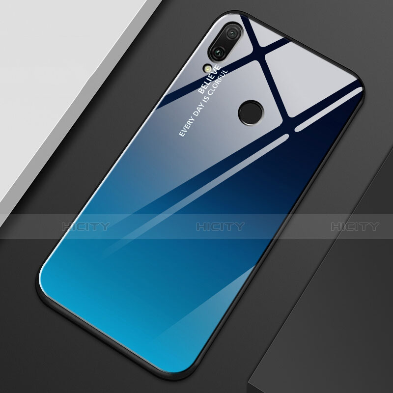 Coque Rebord Contour Silicone et Vitre Miroir Housse Etui Degrade Arc en Ciel M01 pour Huawei Y9 (2019) Plus