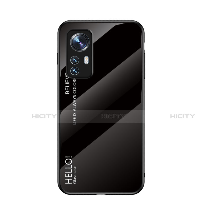 Coque Rebord Contour Silicone et Vitre Miroir Housse Etui Degrade Arc en Ciel M02 pour Xiaomi Mi 12 5G Noir Plus