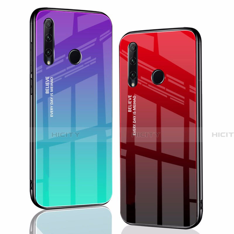 Coque Rebord Contour Silicone et Vitre Miroir Housse Etui Degrade Arc en Ciel pour Huawei Honor 20E Plus