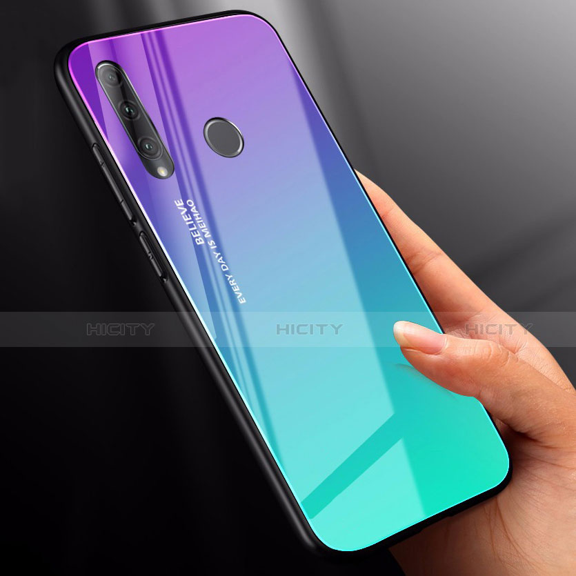 Coque Rebord Contour Silicone et Vitre Miroir Housse Etui Degrade Arc en Ciel pour Huawei P Smart+ Plus (2019) Plus