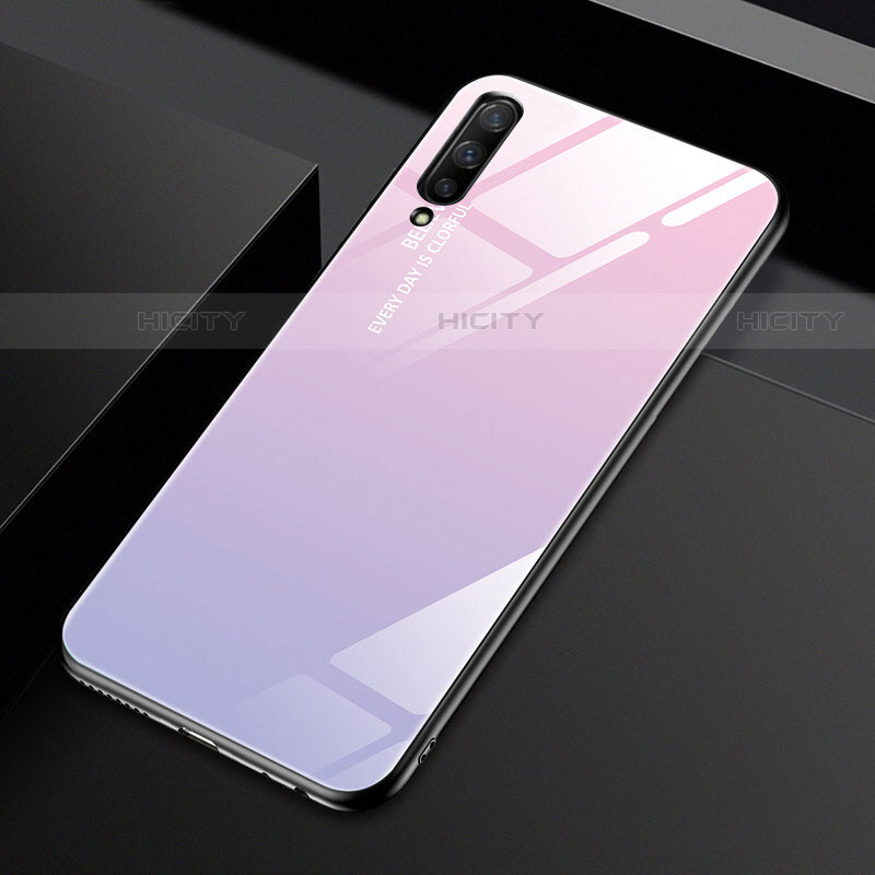 Coque Rebord Contour Silicone et Vitre Miroir Housse Etui Degrade Arc en Ciel pour Huawei P Smart Pro (2019) Rose Plus
