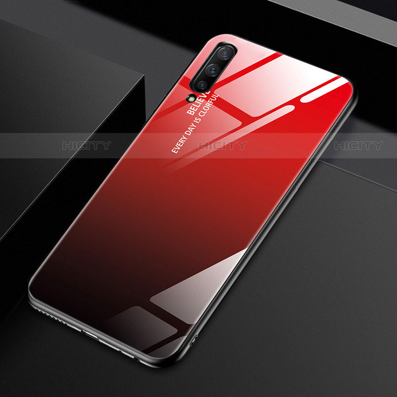Coque Rebord Contour Silicone et Vitre Miroir Housse Etui Degrade Arc en Ciel pour Huawei Y9s Rouge Plus