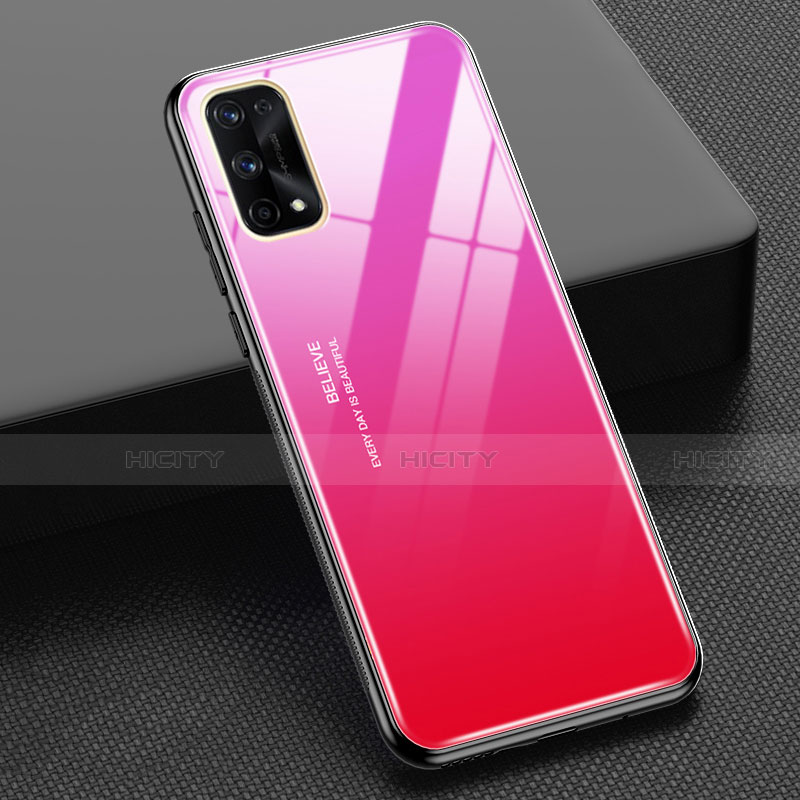 Coque Rebord Contour Silicone et Vitre Miroir Housse Etui Degrade Arc en Ciel pour Realme X7 Pro 5G Plus