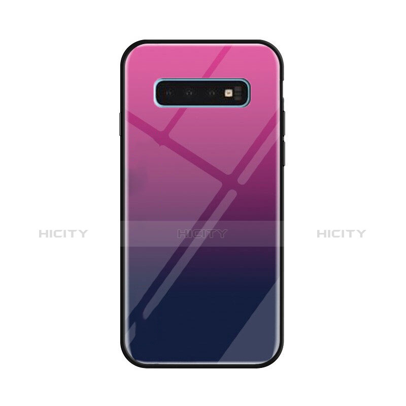 Coque Rebord Contour Silicone et Vitre Miroir Housse Etui Degrade Arc en Ciel pour Samsung Galaxy S10 Plus Violet Plus