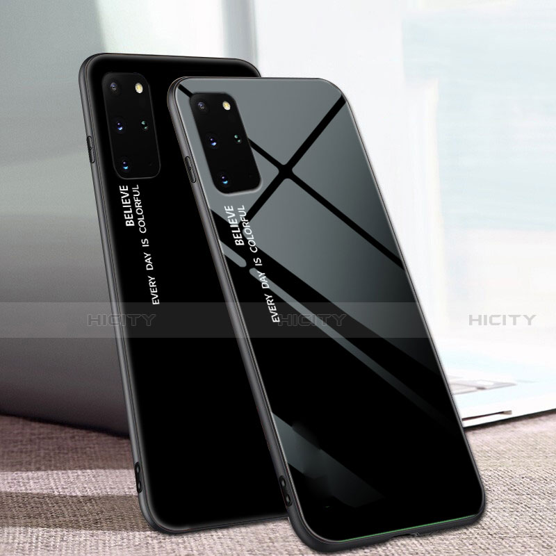 Coque Rebord Contour Silicone et Vitre Miroir Housse Etui Degrade Arc en Ciel pour Samsung Galaxy S20 Plus Noir Plus