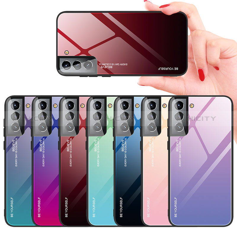 Coque Rebord Contour Silicone et Vitre Miroir Housse Etui Degrade Arc en Ciel pour Samsung Galaxy S25 Plus 5G Plus