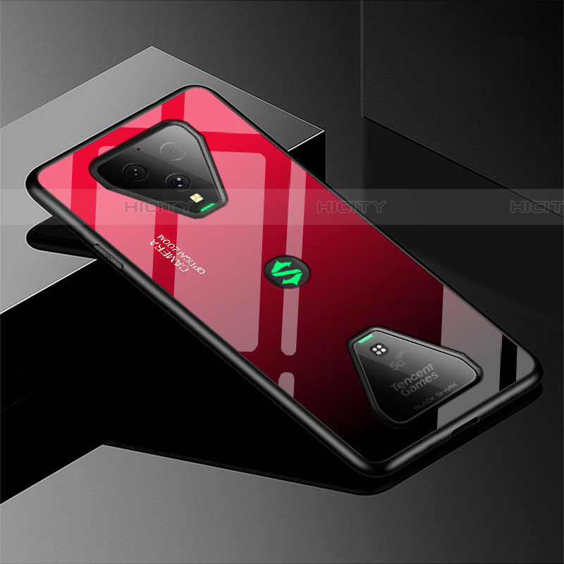 Coque Rebord Contour Silicone et Vitre Miroir Housse Etui Degrade Arc en Ciel pour Xiaomi Black Shark 3 Rouge Plus