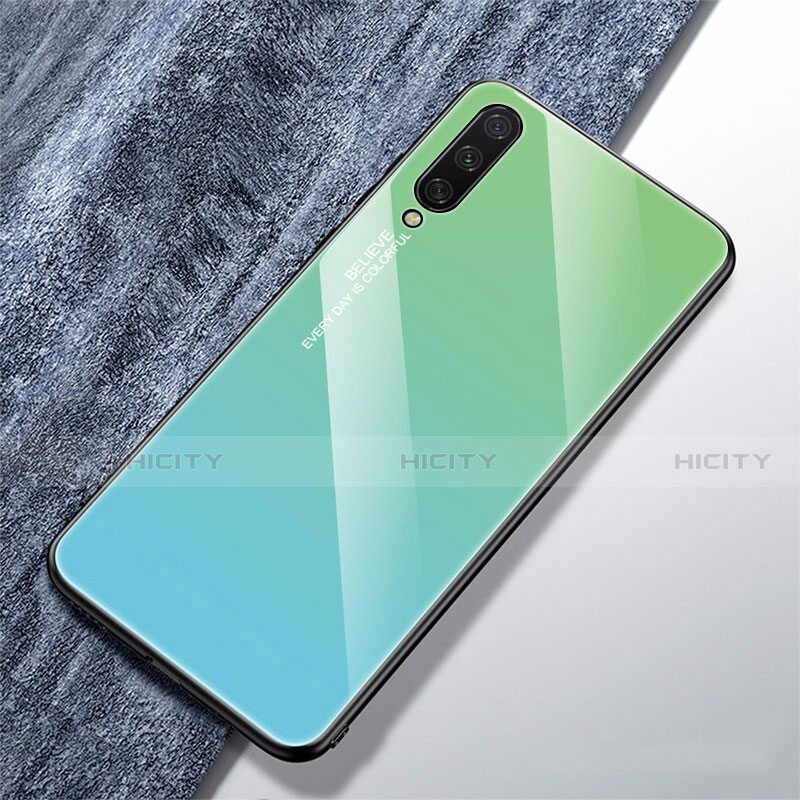 Coque Rebord Contour Silicone et Vitre Miroir Housse Etui Degrade Arc en Ciel pour Xiaomi CC9e Plus