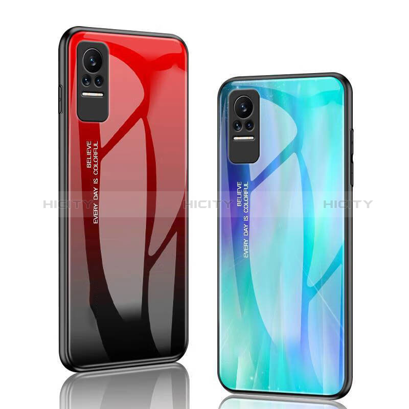 Coque Rebord Contour Silicone et Vitre Miroir Housse Etui Degrade Arc en Ciel pour Xiaomi Civi 1S 5G Plus