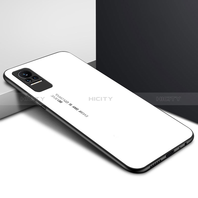 Coque Rebord Contour Silicone et Vitre Miroir Housse Etui Degrade Arc en Ciel pour Xiaomi Civi 5G Blanc Plus