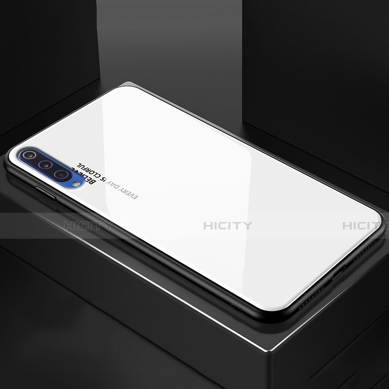 Coque Rebord Contour Silicone et Vitre Miroir Housse Etui Degrade Arc en Ciel pour Xiaomi Mi 9 Blanc Plus