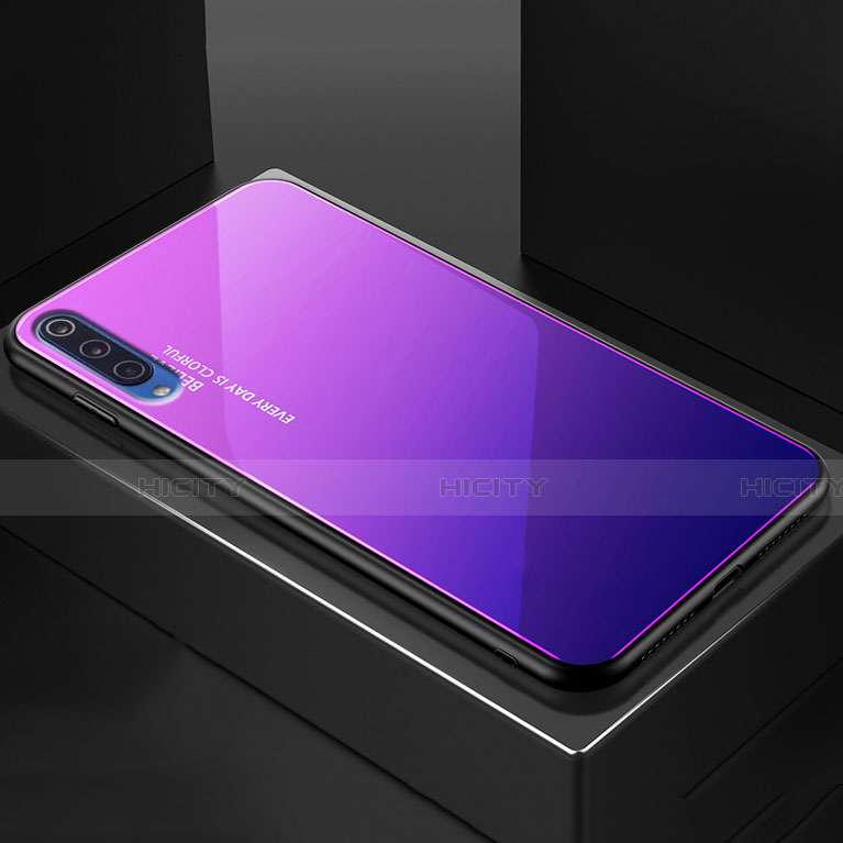 Coque Rebord Contour Silicone et Vitre Miroir Housse Etui Degrade Arc en Ciel pour Xiaomi Mi 9 Lite Violet Plus