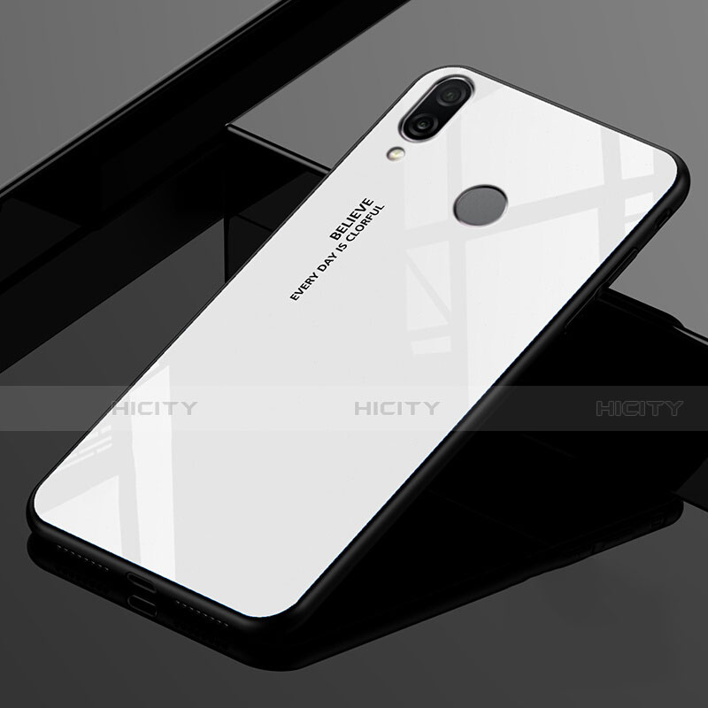 Coque Rebord Contour Silicone et Vitre Miroir Housse Etui Degrade Arc en Ciel pour Xiaomi Redmi 7 Blanc Plus