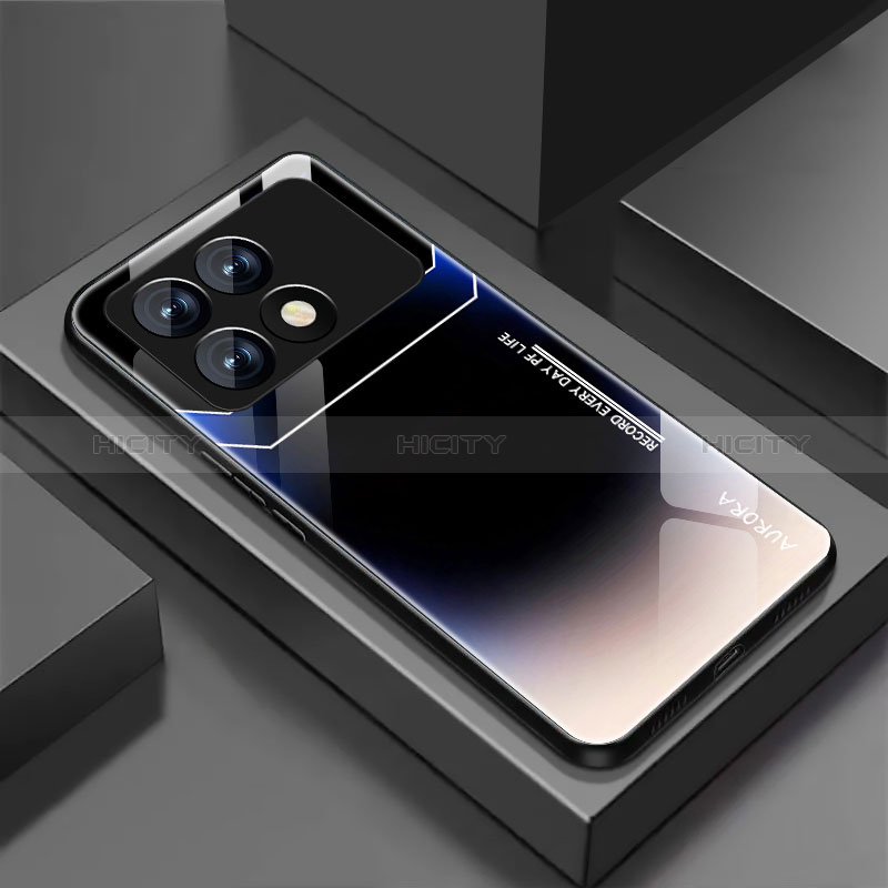 Coque Rebord Contour Silicone et Vitre Miroir Housse Etui Degrade Arc en Ciel pour Xiaomi Redmi K70 Pro 5G Bleu Plus