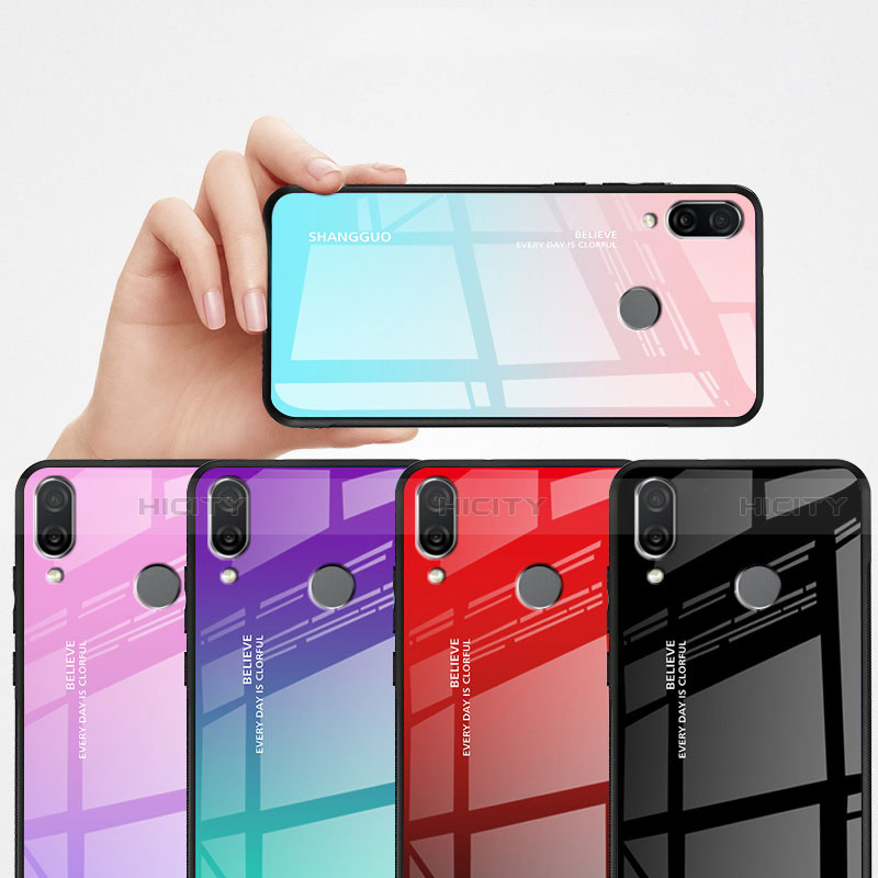 Coque Rebord Contour Silicone et Vitre Miroir Housse Etui Degrade Arc en Ciel pour Xiaomi Redmi Note 7 Pro Plus