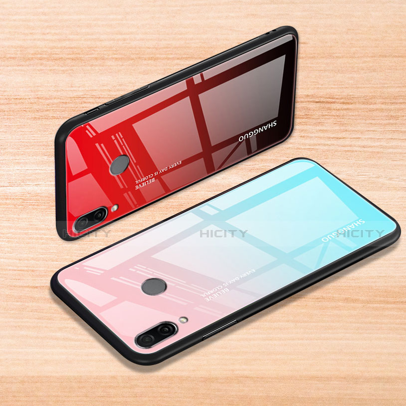 Coque Rebord Contour Silicone et Vitre Miroir Housse Etui Degrade Arc en Ciel pour Xiaomi Redmi Note 7 Pro Plus