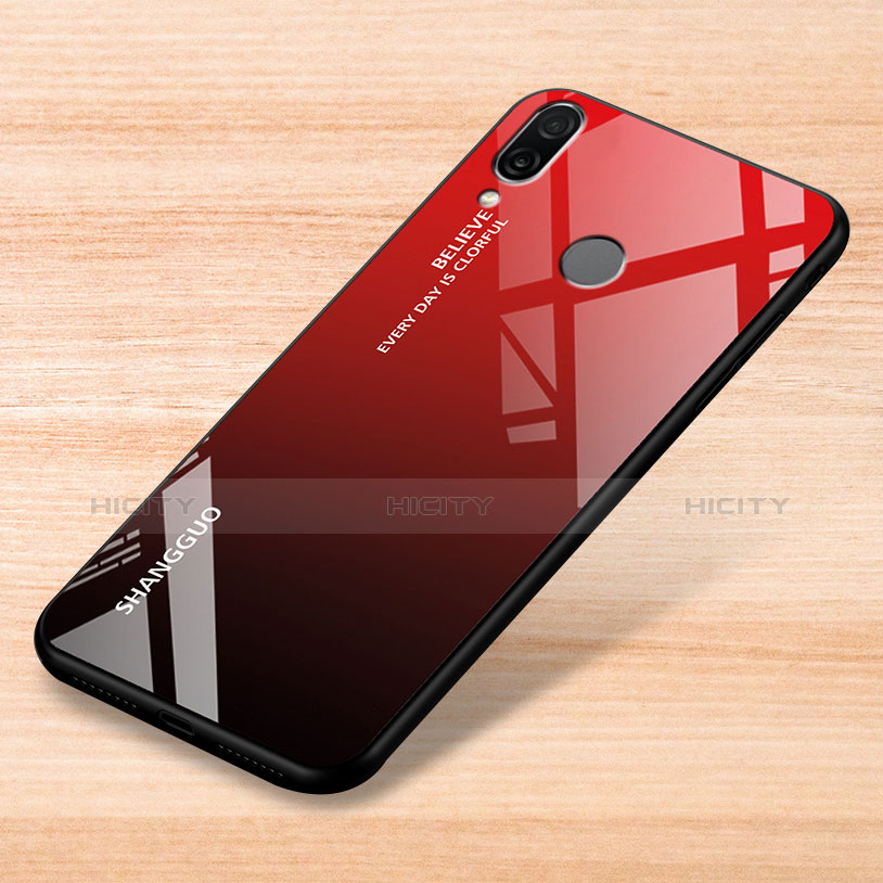 Coque Rebord Contour Silicone et Vitre Miroir Housse Etui Degrade Arc en Ciel pour Xiaomi Redmi Note 7 Rouge Plus