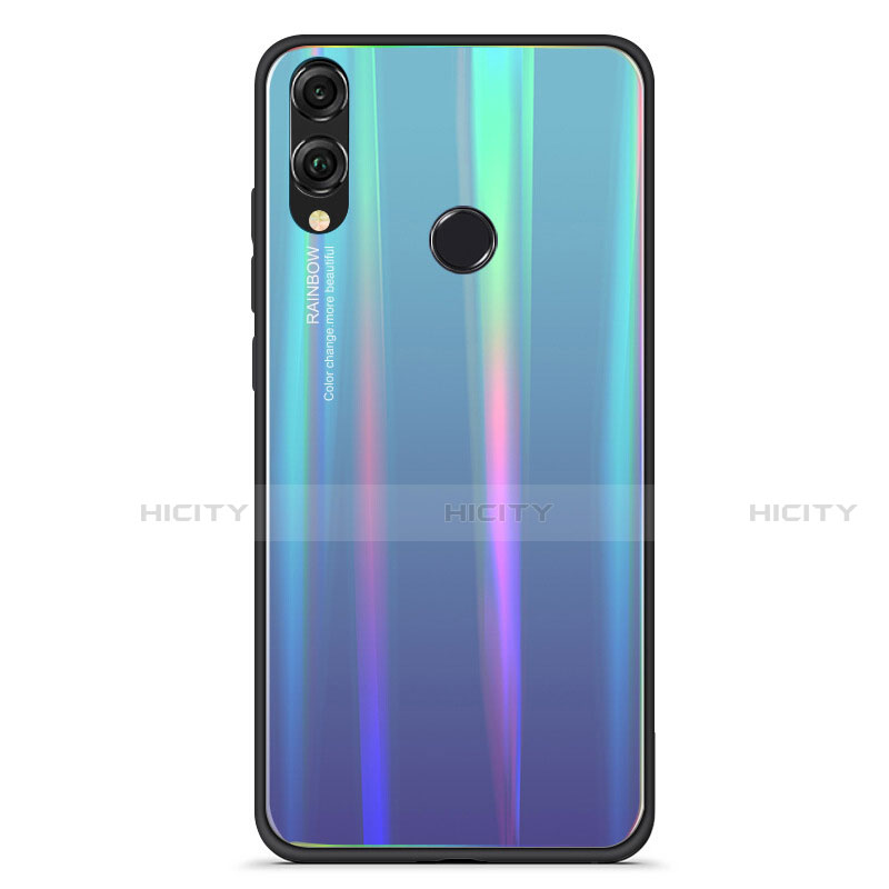 Coque Rebord Contour Silicone et Vitre Miroir Housse Etui Degrade Arc en Ciel R01 pour Huawei Honor View 10 Lite Bleu Plus