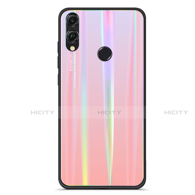 Coque Rebord Contour Silicone et Vitre Miroir Housse Etui Degrade Arc en Ciel R01 pour Huawei Honor View 10 Lite Or Rose Plus