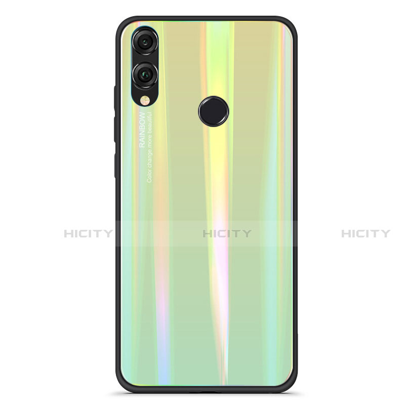 Coque Rebord Contour Silicone et Vitre Miroir Housse Etui Degrade Arc en Ciel R01 pour Huawei Honor View 10 Lite Vert Plus