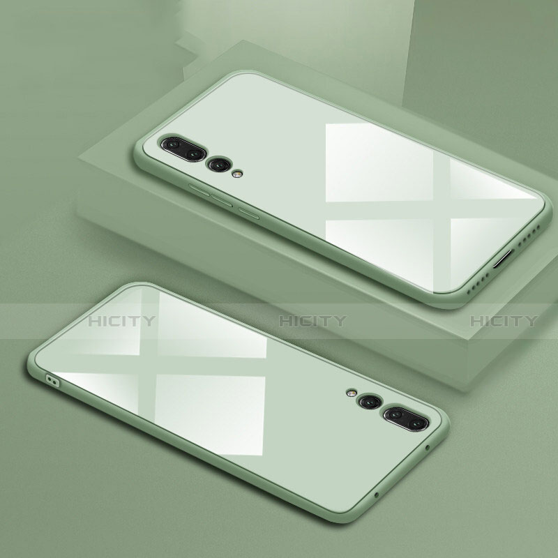 Coque Rebord Contour Silicone et Vitre Miroir Housse Etui F02 pour Huawei P20 Pro Vert Plus