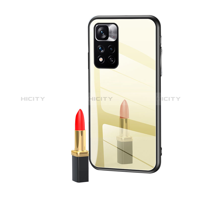 Coque Rebord Contour Silicone et Vitre Miroir Housse Etui LS1 pour Xiaomi Mi 11i 5G (2022) Or Plus