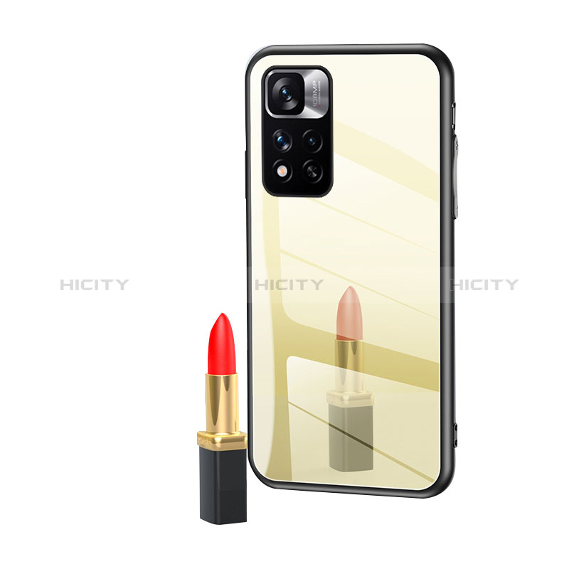 Coque Rebord Contour Silicone et Vitre Miroir Housse Etui LS1 pour Xiaomi Redmi Note 11T 5G Or Plus