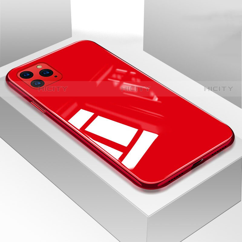 Coque Rebord Contour Silicone et Vitre Miroir Housse Etui M01 pour Apple iPhone 11 Pro Rouge Plus