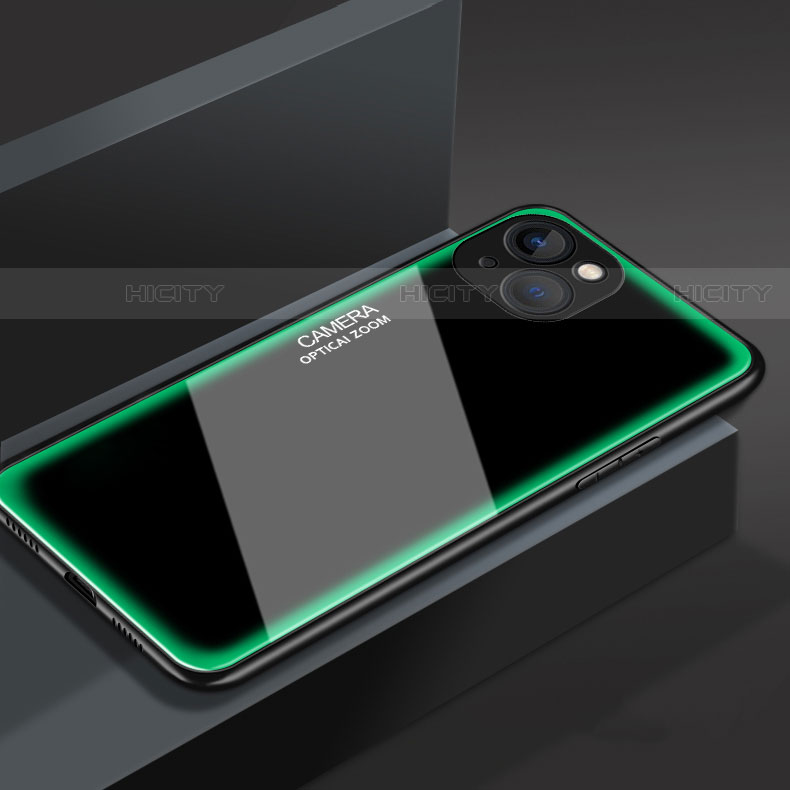 Coque Rebord Contour Silicone et Vitre Miroir Housse Etui M01 pour Apple iPhone 13 Mini Vert Plus