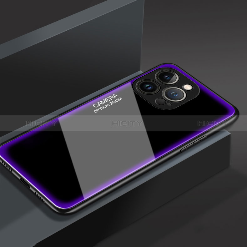 Coque Rebord Contour Silicone et Vitre Miroir Housse Etui M01 pour Apple iPhone 14 Pro Max Violet Plus